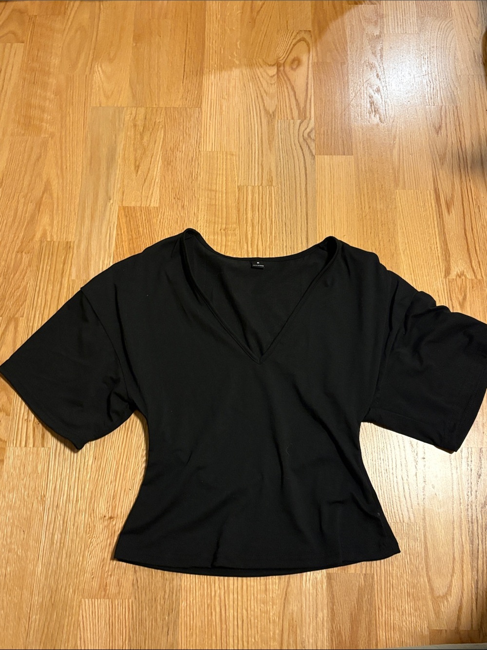 Black V-Neck Batwing Top